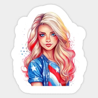 4th of July Girl #4 Sticker